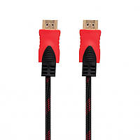Cable HDMI- HDMI 1.4V 1.5m (Тканевый провод) Цвет Черно-Красный d