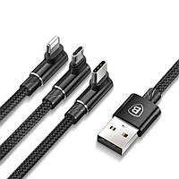 USB Baseus MVP 3-in-1 USB to Micro / Lightning / Type-C 3.5A 1.2m CAMLT-WZ Цвет Черный, 01 d