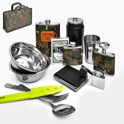 Набір туристичний для мисливця/рибалки "Ukraine" 15пр/наб в камуфляжному кейсі R31008