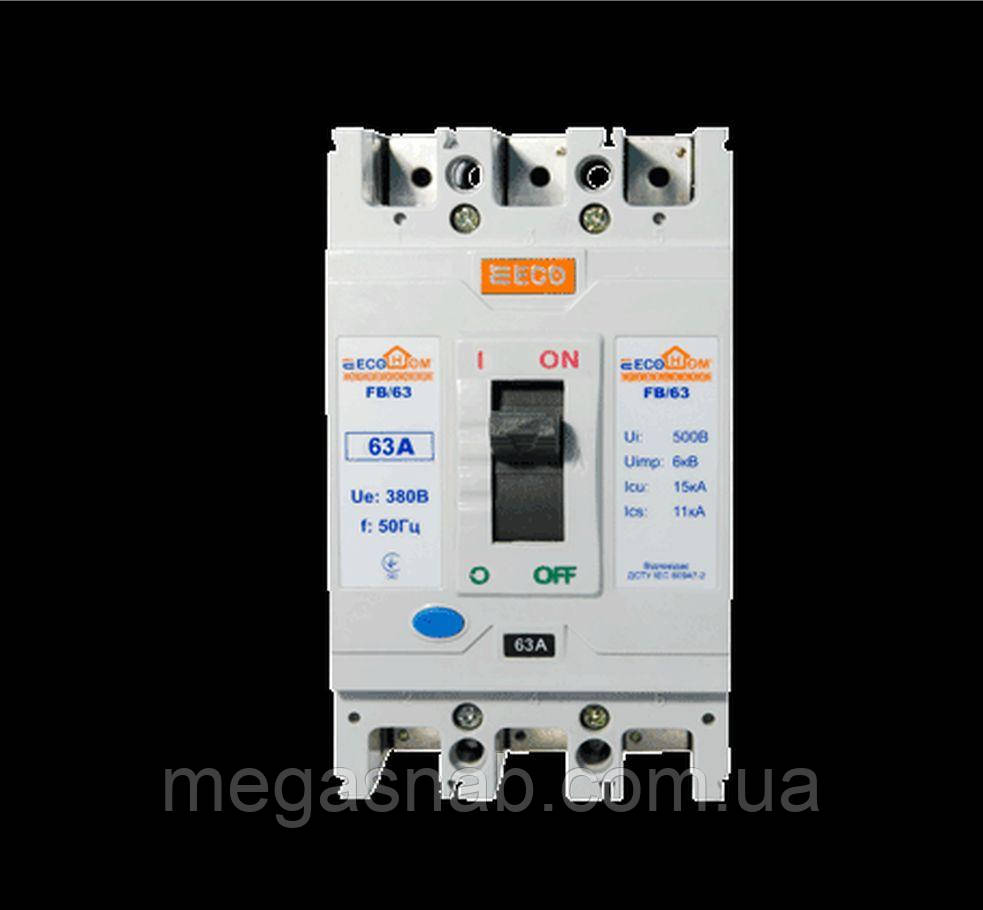 Автоматичний вимикач 3p 63 А (тип С) ECO FB/63 ECOНОМЕ, фото 1