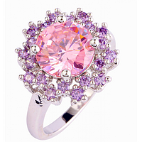 Жіноче кільце з рожевим сапфіром і аметистом 17р