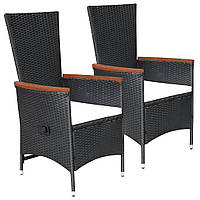 Вуличні Крісла 2 шт з Подушками Чорний Поліротанг