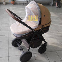 Универсальная москитная сетка на детскую коляску люльку прогулку на резинке по периметру 3966 Белая