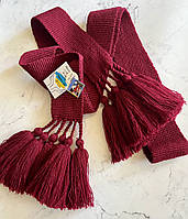 Пояс Тканий бордо 50% вовни 240 см х 7 см "Алізе" 057 відтінок