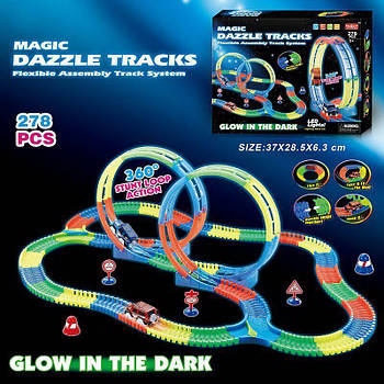 Трек Magic Dazzle Tracks (278 деталей, машинка на батарейках, підсвічування, неоновий трек, у коробці) 127