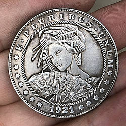 Монета сувенірна долар США Банк 1921г "Дівчинка гейша", Колекція Хобо монет моргана
