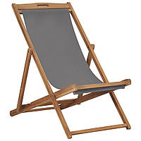 Розкладний пляжний стілець Сірий Масив тикового дерева