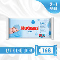 Новинка Детские влажные салфетки Huggies Ultra Comfort Pure 56 х 3 шт (5029053550091) !