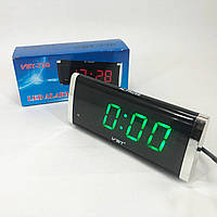 Електронний Годинник VST 730 green, цифровий настільний мережевий годинник, led alarm clock VST-730, з будильником SvitSmart