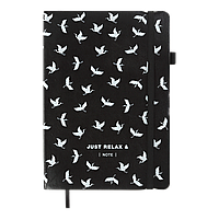 Блокнот деловой RELAX (А5, 96 листов, линия, обложка искусственная кожа, черный)