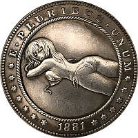Монета сувенирная доллар США Морган 1881г "Девочка загарает", Коллекция Хобо монет моргана