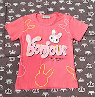 Детская розовая футболка на девочку 92;98;104 см
