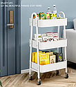 Етажерка універсальна складана 3 полиці на коліщатках 39*45*77 см Stenson R93509-W / Тумба косметолога, фото 4