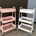 Етажерка універсальна складана 3 полиці на коліщатках 39*45*77 см Stenson R93509-W / Тумба косметолога, фото 9