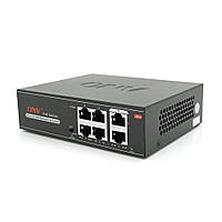 4х портовый PoE коммутатор ONV-H1064PLS, 4хРоЕ 100 Мбит + 2х100 Мбит до 250м, IEEE802.3af/at , общая мощность