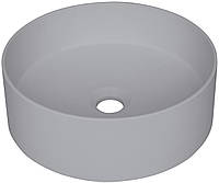 Раковина Deante Silia, гранит, круглая, без крыла, диаметр 360х105мм, чаша - 1, накладная, серый