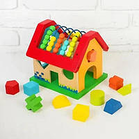 Развивающий домик для детей 8019 с геометрическими фигурками Сортер бизикуб Развивающая игрушка