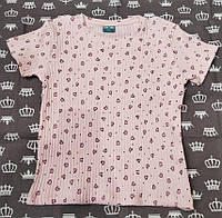 Детская розовая футболка в рубчик на девочку 92,98,104,116 см