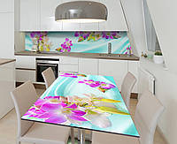 Наклейка 3Д виниловая на стол Zatarga «Пурпур на бирюзовом атласе» 650х1200 мм (Z184606 1st) GL, код: 6512424
