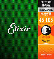 Струны для бас-гитары Elixir NanoWeb Bass 4 Strings, Light Medium (45-105)