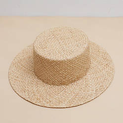 Літній солом'яний капелюх канотьє з рафії APRICOT бежевий (поля 7 см)