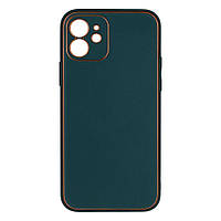 Чехол Leather Gold with Frame without Logo для iPhone 12 Мятая упаковка Цвет 5, Dark Green p