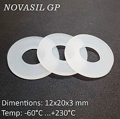 Прокладка силіконова термостійка харчова NOVASIL GP 12x20x3 mm (M12 шайба)