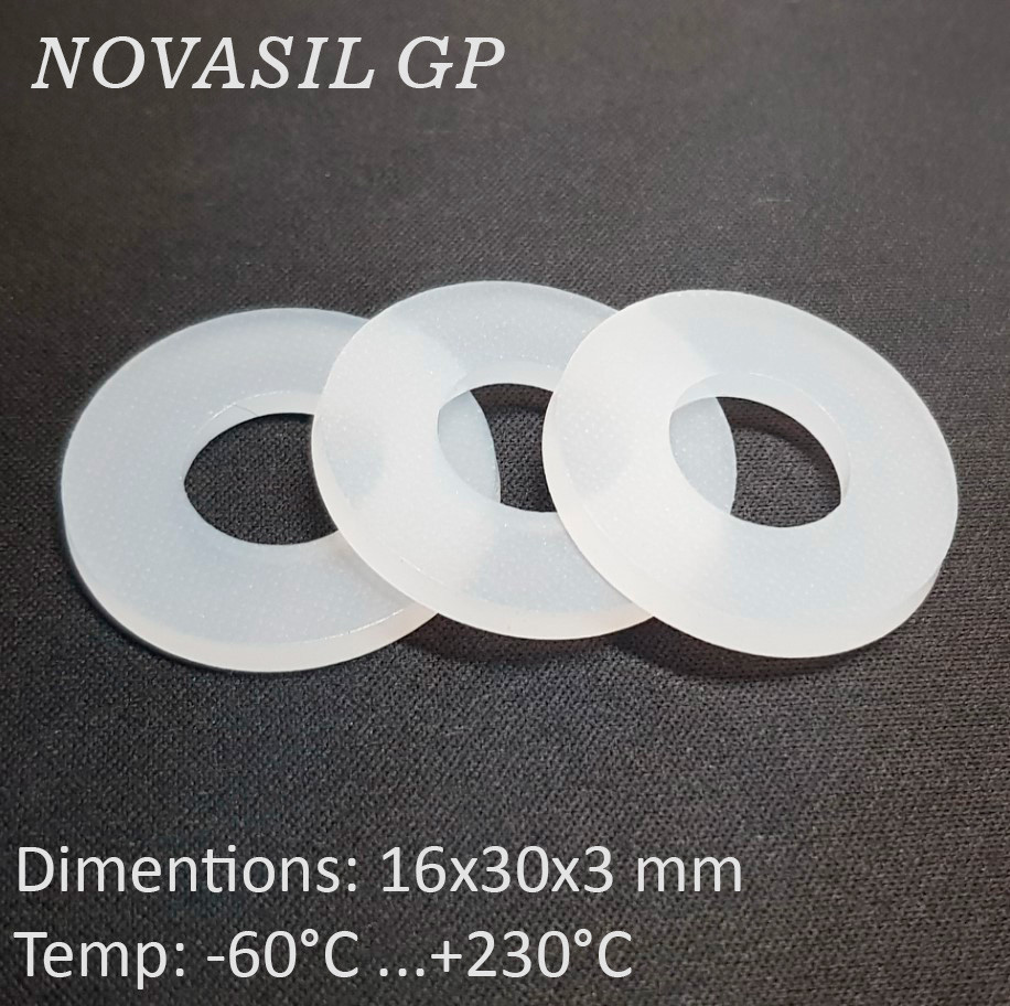 Прокладка силіконова термостійка харчова NOVASIL GP 16x30x3 mm (M16 шайба)