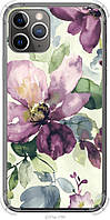 Чехол силиконовый противоударный с усиленными углами Endorphone iPhone 11 Pro Цветы акварелью GL, код: 7944638