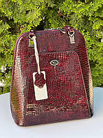 Сумка-рюкзак женская натуральная кожа Desisan бордовая 3132-2