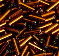 Бісер Preciosa Стеклярус блискучий 917 / 17110 розмір 3" 7 мм Золотистий темний 5 грам