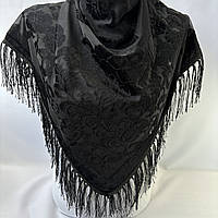 Изысканный праздничный бархатный женский платок. Натуральный турецки1 шифоновый платок с бахромой Черный