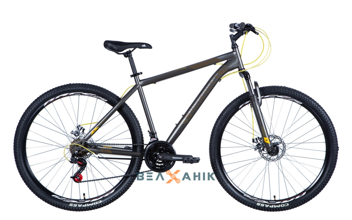 Велосипед 29" Discovery RIDER DD (рама 19") темно-сріблястий з жовтим мат