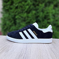 Кроссовки мужские Adidas Gazelle черные с белым SRV O11066