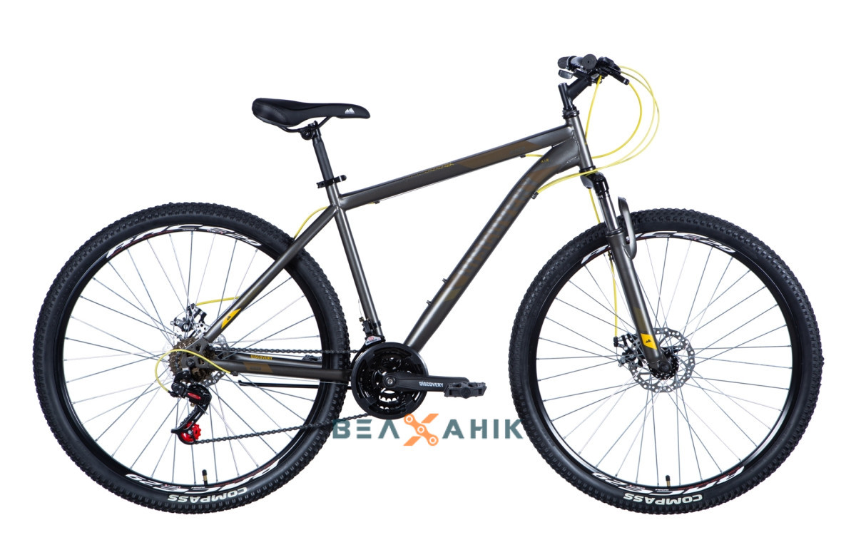 Велосипед 29" Discovery RIDER DD (рама 21") темно-сріблястий з жовтим мат