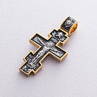 Серебряный крест с позолотой Распятие. Ангел Хранитель 132499 Оникс GL, код: 6840267