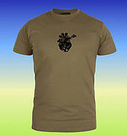 Тактическая хлопковая футболка ВСУ олива с принтом, футболка ВСУ