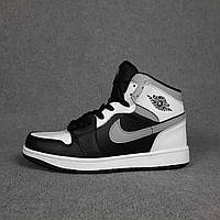 Кроссовки мужские Nike Air Jordan 1 черные с белым серым SRV O10539