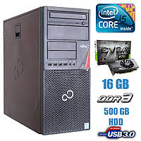 Компьютер Fujitsu P720 Tower / Intel Core i5-4430 (4 ядра по 3.0 - 3.2 GHz) / 16GB DDR3 / 120GB SSD+500GB HDD