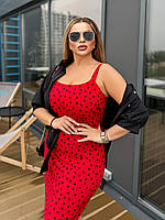 Женский летний легкий костюм рубашка с платьем из ткани софт размеры 50-60 Красный, 50/52