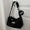 Стильна чорна жіноча сумочка через плече. Повсякденна сумка. Спортивна сумка. Молодіжна сумка., фото 3