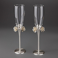 Свадебные бокалы на металлической ножке Veronese Розы белые набор из 2 шт 1021G *