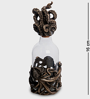 Статуэтка бутылка Veronese Осьминог 16х9 см 1906357 бронзовое напыление полистоуна+ стекло *