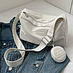 Стильна біла жіноча сумочка через плече. Повсякденна сумка. Спортивна сумка. Молодіжна сумка., фото 2