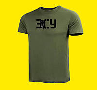 Тактическая хлопковая футболка ВСУ олива с принтом