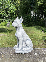 Садовая фигура, скульптура, статуэтка Собака Боксер для декора сада из цемента, ручной работы 39 см