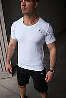Мужской летний комплект Puma шорты и футболка белая спортивный костюм лето LOV