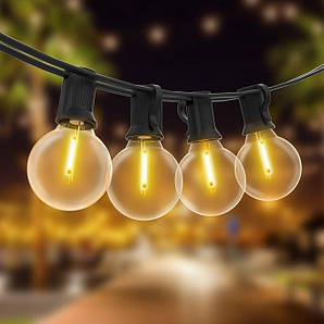 Зовнішні світлодіодні гірлянди G40 30м. Тепле біле садове освітлення 2700K, Е12