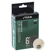 Набор мячей для настольного тенниса 6 штук STIGA SGA-1112230306 MASTER 1* (ABS, d-40мм) Белый (PT0584)