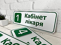 Табличка для лікарні медичного закладу металева кабінетна з об'ємним номером кабінету Код/Артикул 168 КТ-035